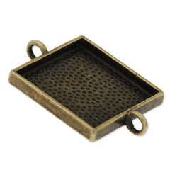 20x20mm Antique Bronze plated square Zinc Alloy Cabochon Base Setting Pendants with 2 hangings, 20 pieces/lot