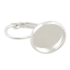Silver French Lever Back Earrings Blank/Base Settings,fit 14MM glass cabochons,buttons