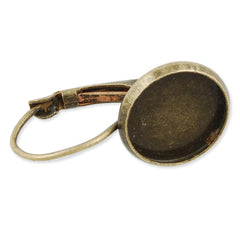 Antique Bronze French Lever Back Earrings Blank/Base,fit 12MM glass cabochons,buttons