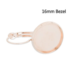50PCS Rose Gold French Lever Back Earrings Blank/Bas,fit 16MM glass cabochons,buttons