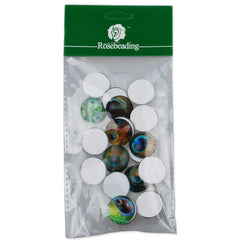 20MM Round colorful glass cabochons with mixed peacock pattern,Photo glass cabochons,flat back,thickness 5.5mm,20 pieces/lot