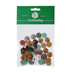 12mm Round glass cabochons,flower pattern glass cabochon,flat back,thickness 4.5mm,50 pieces/lot