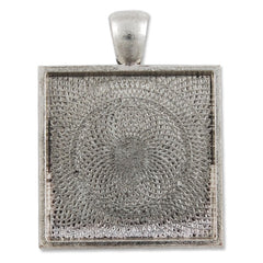 20 pieces Antique Silver Square Zinc Alloy Cameo Cabochon Base Setting Pendants,Nickle and Lead free;fit 25*25mm cabochon