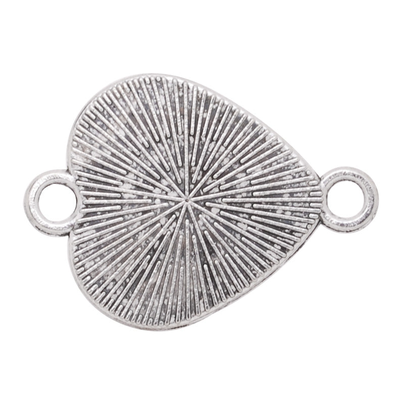 Bracelet Connector with 20mm Heart Bezel,Zinc Alloy filled,Antique Silver plated,20pcs/lot