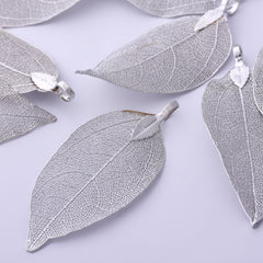 2 Silver Real Leaf Jewelry for Necklace  Pendant Findings Supplies Big Leaf  Silver  Pendant