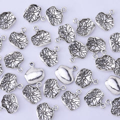 15x13.2mm Tibetan Silver Lotus Flower Leaf Pendant Charms Beads Metal Findings 50PCS