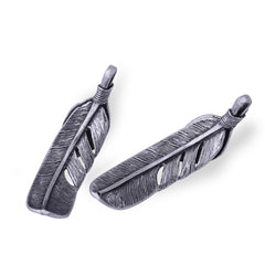 5 pcs Antique Silver  Feather Charm Bird Feather Pendant Curved Leaf Pendants Bracelet Link Jewelry Supplies 55x15 mm