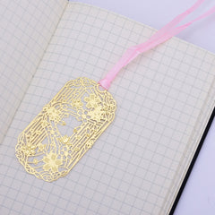 About 33*60mm Personalized Brass Bookmark Gift for Romance Readers cherry blossoms shape Bookmarks 4pcs