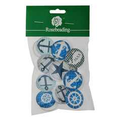 30MM Round pattern glass cabochons with mixed pirate symbol,flat back,thickness 7mm,20 pieces/lot