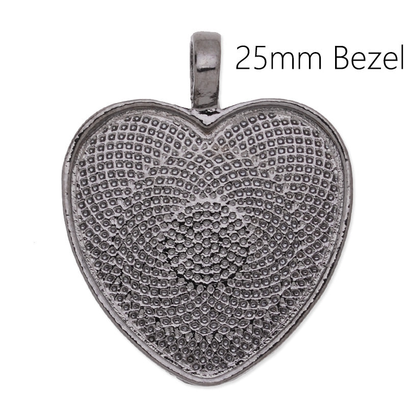 25MM(1inch) Black Heart Pendant tray,zinc Alloy filled,20pcs/lot