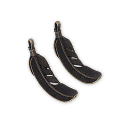 5 pcs Antique Bronze Feather Charm Bird Feather Pendant Curved Leaf Pendants Bracelet Link Jewelry Supplies 55x15 mm
