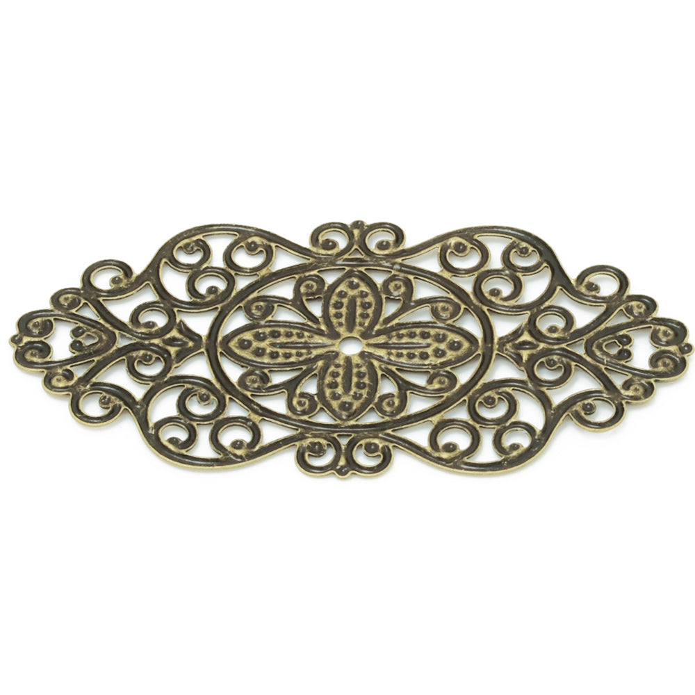57x28mm  Antique Bronze Huapian,Brass Hollow Filigree Flower Wraps Connectors,Hair Clasp Accessories,20PCS/lot