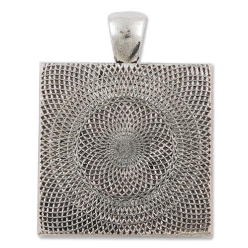20 pieces Antique Silver Square Zinc Alloy Cameo Cabochon Base Setting Pendants,Nickle and Lead free;fit 25*25mm cabochon