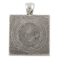 20 pieces Antique Silver Square Zinc Alloy Cameo Cabochon Base Setting Pendants,Nickle and Lead free;fit 25*25mm cabochon