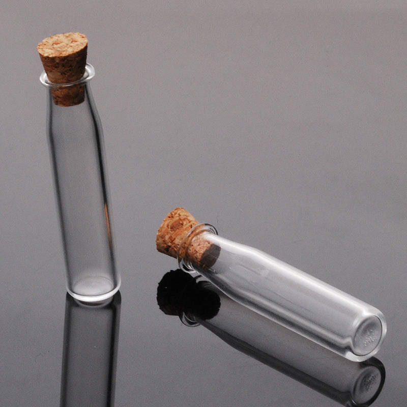 Yesbay 10pcs Cute Mini Clear Cork Stopper Glass Vials Jars