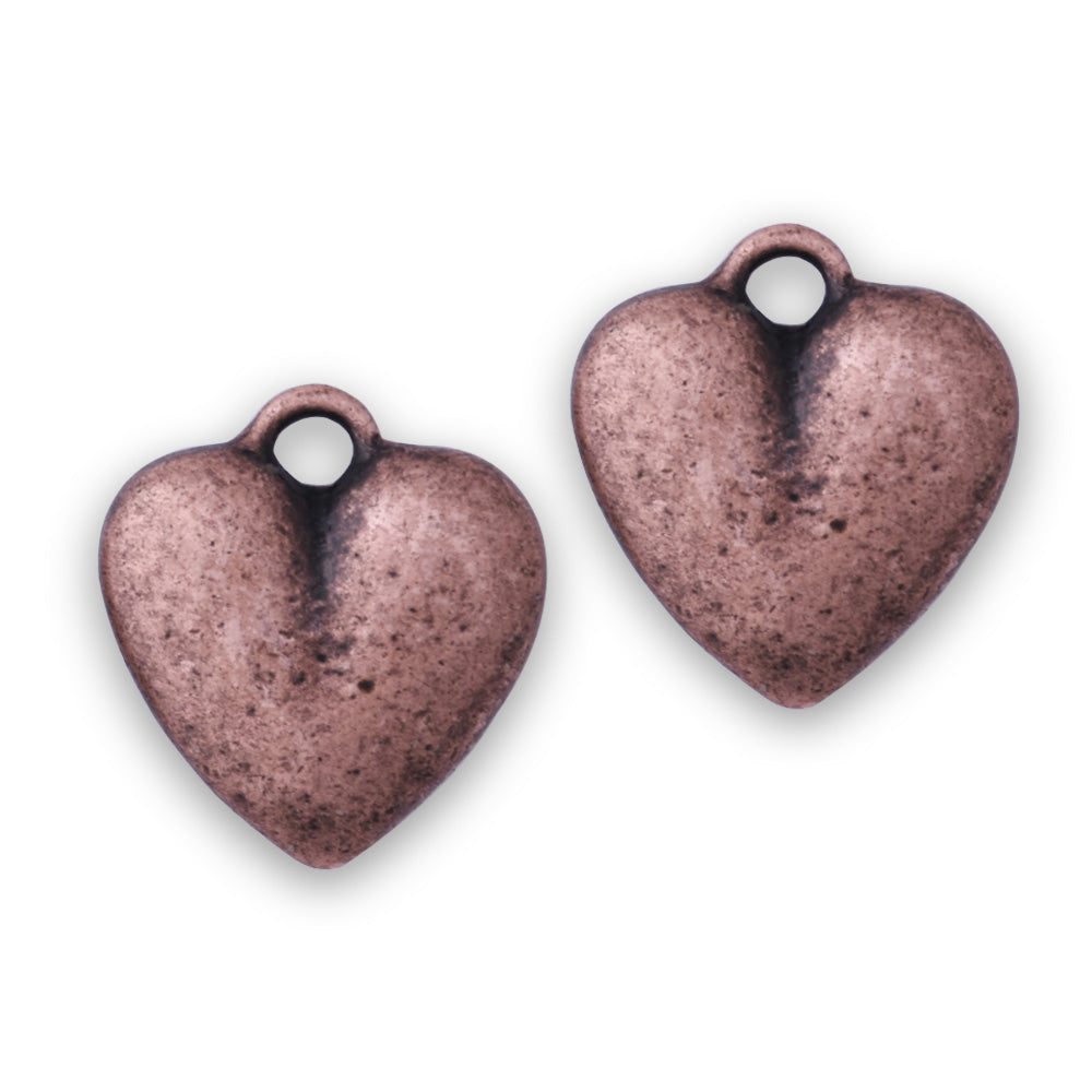 Antique Copper Smooth Solid Heart Charm Earring Charms, Bracelet Charms 16x15mm Simple Fashion Jewelry Supplies 20pcs