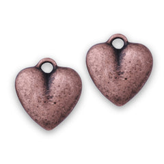 Antique Copper Smooth Solid Heart Charm Earring Charms, Bracelet Charms 16x15mm Simple Fashion Jewelry Supplies 20pcs