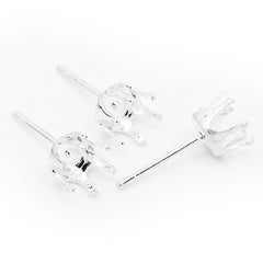 Suitable for ss28(6mm)  Silver Plated Round Jewelry Earring Settings,Crown Claw Setting Earring Stud Blanks,Metal,20pcs/lot