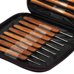 Purple Bamboo Crochet Hook,Carbonized Hook Flat Shank,Bamboo Crochet Starter Set,20pcs/set