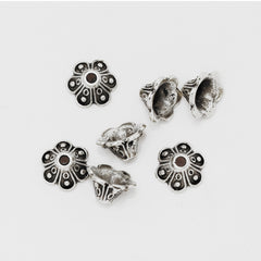 9mm Antique Silver Metal Beads,Flower Charm Bead Caps,Buddhism Jewelry Findings,sold 50pcs/lot