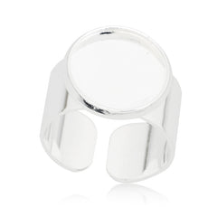 14mm Silver Plated Round Adjustable Ring Setting,Blank Metal Ring Base, Blank Ring Bezel for Glass Cabochon,sold 20pcsl/lot