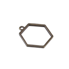 13x14.5mm Hexagon Open Back Bezels Pendants for Necklace Earrings Back Frame Antique Bronze,20 pcs