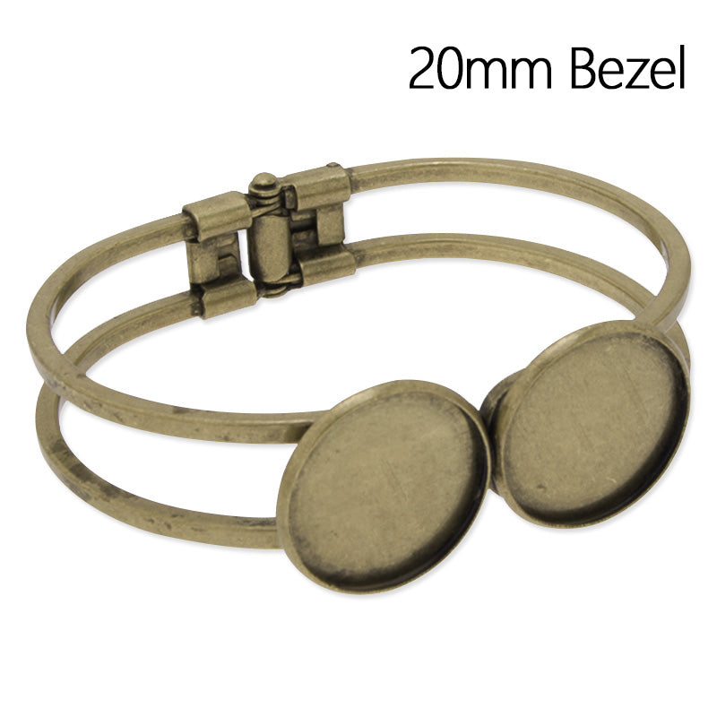 cuff Bracelet with double 20mm round bezel,Brass filled,antique bronze plated,width about 13mm,10pcs/lot