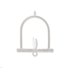 24x30mm Bird and cage,Matte Nickel,2 loops,connector for necklace/ear,sold 10pcs/lot