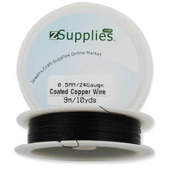 0.5MM Thick Black Coated Soft Copper Wire,about 9M/10yds per Roll,24Gauge,Sold 10 Rolls Per Lot