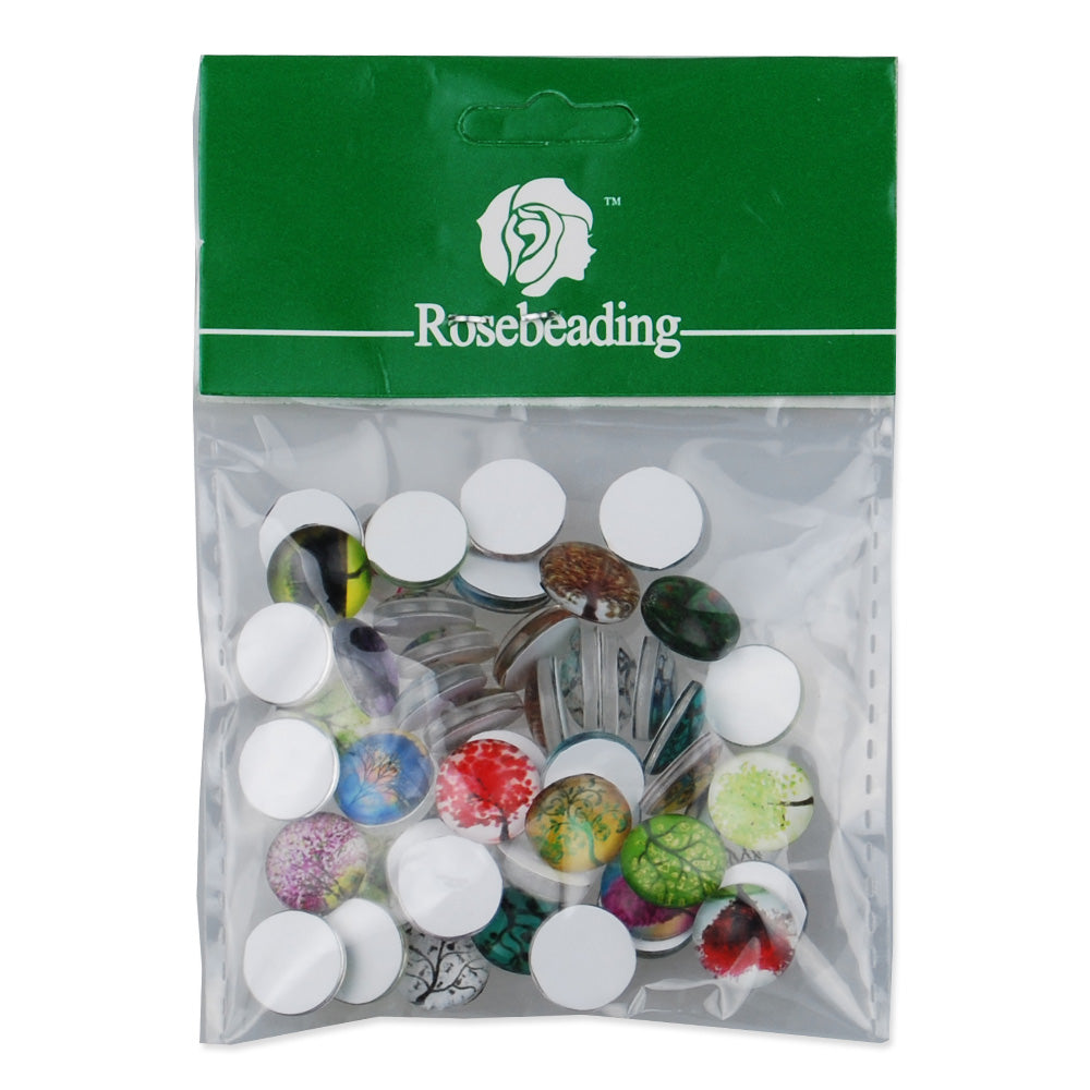 12MM Round pattern glass cabochons with mixed colorful tree,photo glass cabochon,flat back,thickness 4.5mm,50 pieces/lot