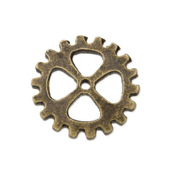 20PCS 15mm Antique Bronze Gear Beads, Metal Steampunk, Gear Charms Connector, Cog Charms