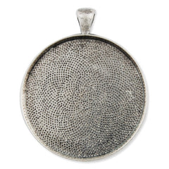 38MM Antique Silver Round Zinc Alloy Cameo Cabochon Base Setting Pendants,20 /lot