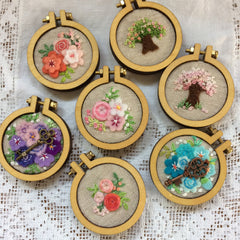 Roses Mini Embroidery Hoop Earrings 