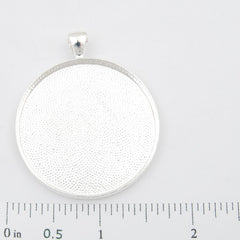 Silver,38mm  Round Cameo Cabochon Bezel Base Setting Pendants,Sold 20PCS  Per Lot