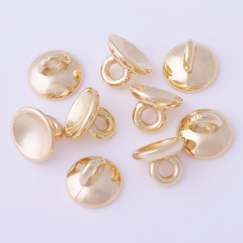 Gold plastic round Glass bottles Buckle with Top Necklace Loop bezel cup 10mm  Aperture 2mm,100pcs 10171504