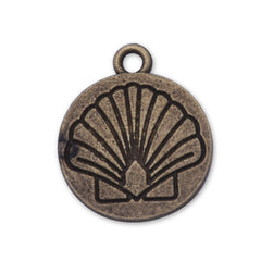 20 Antique Bronze 16mm Round shell Charm Pendants shell Small Tag Jewelry Making Findings Simple Gift