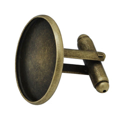 20mm Round Bezel Cufflink Blank Base,Antique Bronze Cufflink Setting,Metal Brass,20pcs/lot