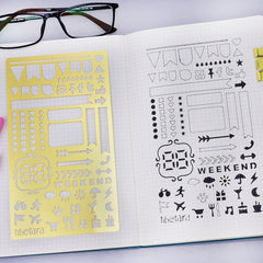 tibetara Brass Bullet journal stencil Life Planner stencil Drawing Stencil Weekly Stencil about 4*7