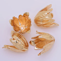 24k Gold Plated Brass Flower Bead Caps Tulip Bead Caps Metal Bead Caps findings for beads 13.6*22mm 5pcs 10200404