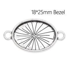 18x25mm Oval Bracelet Connector Bezel,Easy use,Zinc Alloy filled,Antique Silver plated,20pcs/lot
