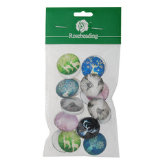 30MM Round pattern glass cabochons with mixed elk,flat back,thickness 7mm,20 pieces/lot