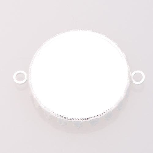 25MM Round Double Hanging Bracelet bezel,Silver Plated,Lead Free And Nickel Free,Sold 20PCS Per Pkg