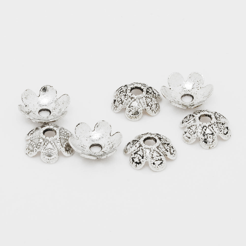 10mm Cameo Bead Caps,Antique Silver Flower Filigree Bead Caps,Jewelry Findings,sold 100pcs/lot