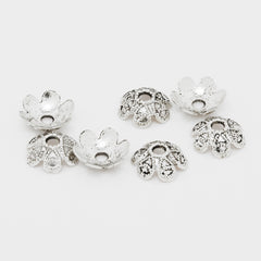 10mm Cameo Bead Caps,Antique Silver Flower Filigree Bead Caps,Jewelry Findings,sold 100pcs/lot