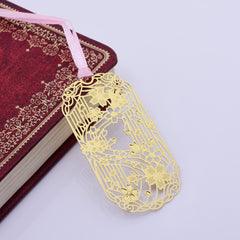 About 33*60mm Personalized Brass Bookmark Gift for Romance Readers cherry blossoms shape Bookmarks 4pcs