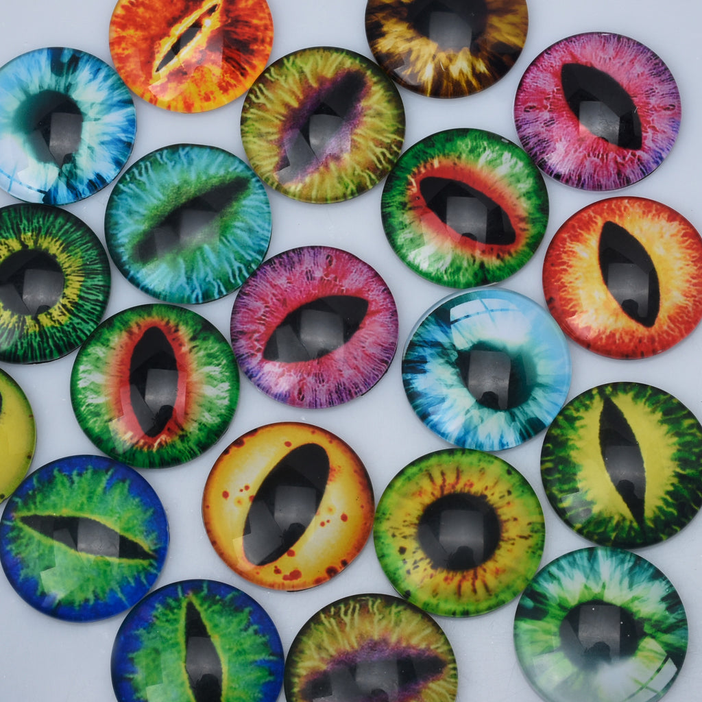 30MM Round pattern glass cabochons with mixed dragon eye,flat back,thickness 7mm,20 pieces/lot