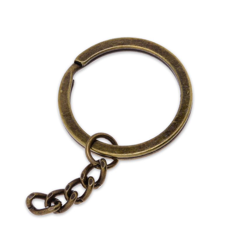 20mm Flat Keychain Ring with chain Metal Keychain Findings Split Key R –  Rosebeading Official