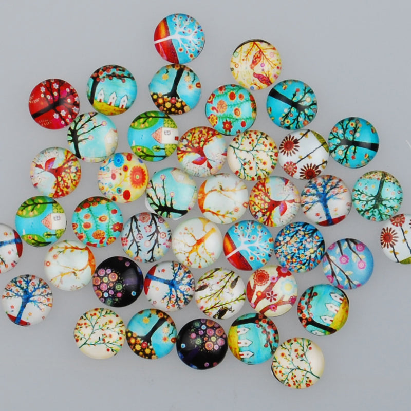 14MM Round glass cabochons with mixed Butterfly pattern,photo glass  cabochons,flat back,thickness 5mm,50 pieces/lot