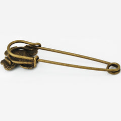 10 Antique Bronze Vintage Flower Brooch Safety Pins brooch pin for Garment Accessories 20x50mm