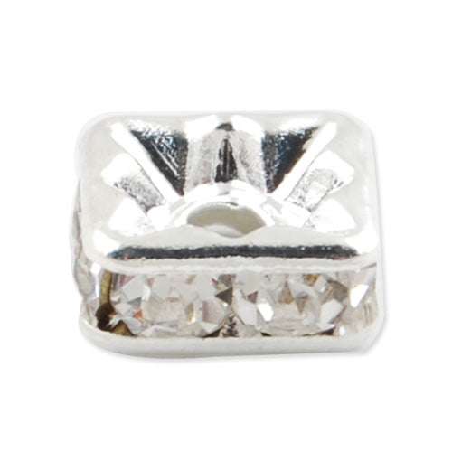 10MM Rhinestone Spacer Beads,Crystal Diamond,Brass,silver Plated,